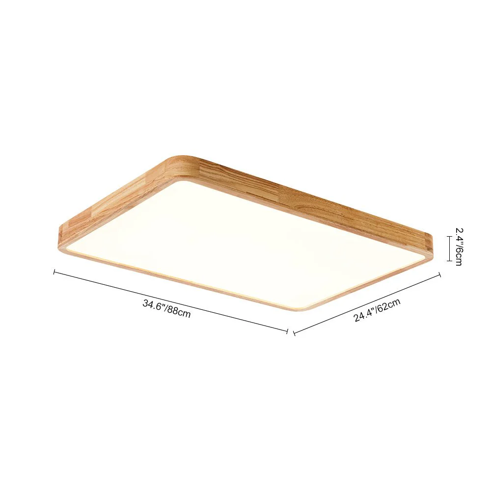 (OpenBox) Rectangle Wooden Dimmable LED Flush Mount Ceiling Light - Image 7