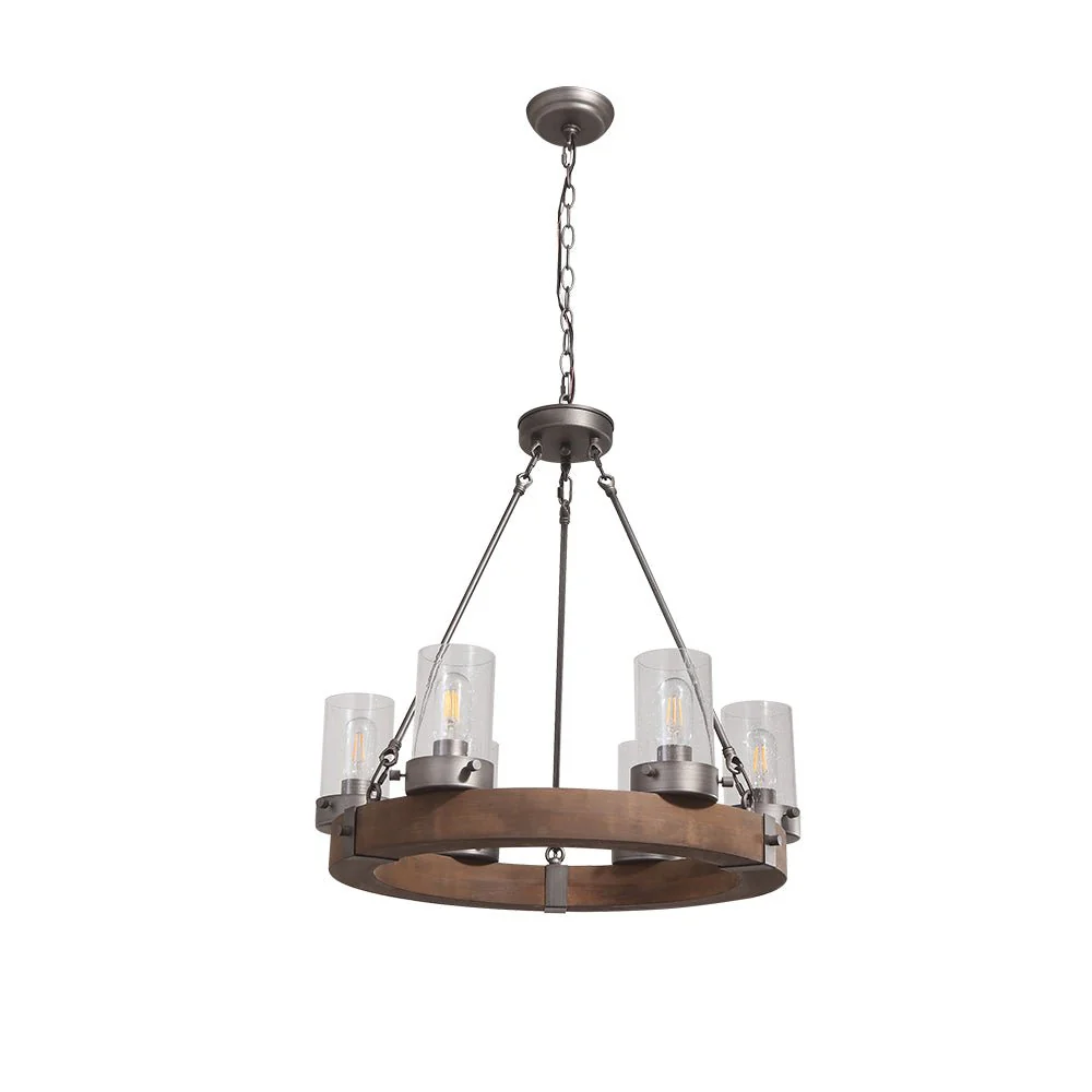 Rustic 6-Light Wagon Wheel Chandelier - Image 3