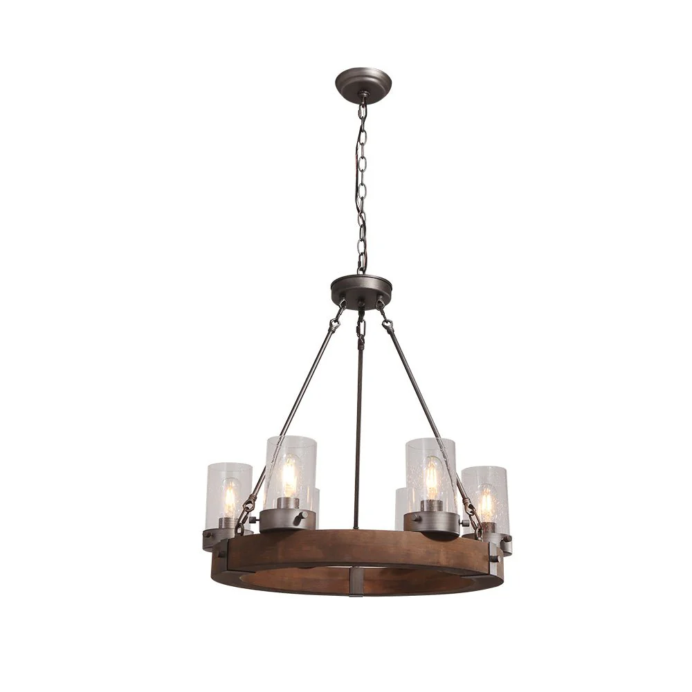 Rustic 6-Light Wagon Wheel Chandelier - Image 4