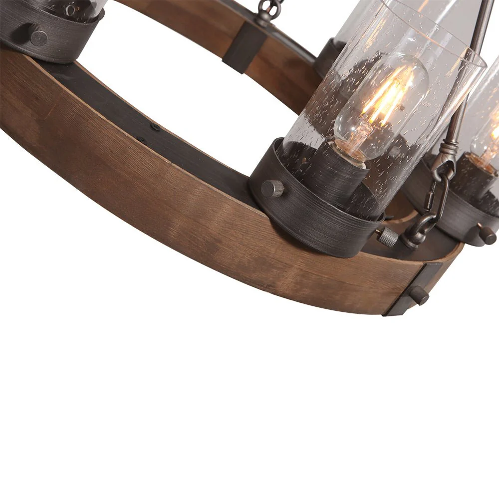 Rustic 6-Light Wagon Wheel Chandelier - Image 8