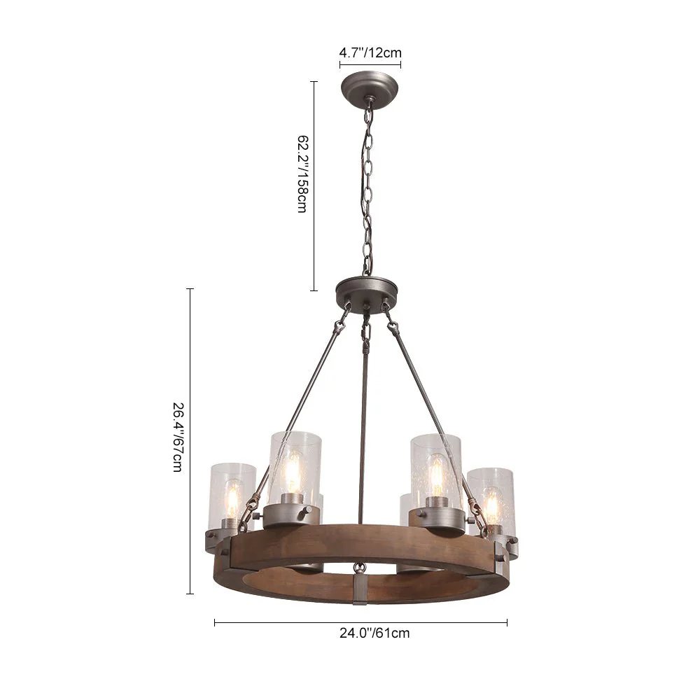 Rustic 6-Light Wagon Wheel Chandelier - Image 9