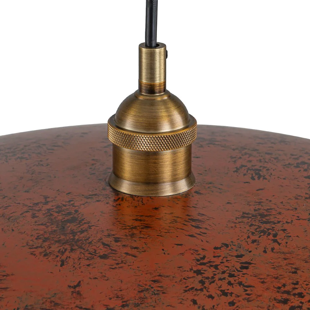Rustic Brown 1-Light Oversized Flat Dome Pendant Light - Image 12