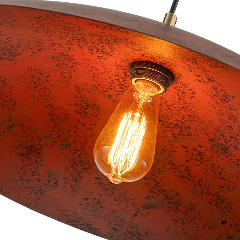 Rustic Brown 1-Light Oversized Flat Dome Pendant Light - Image 13
