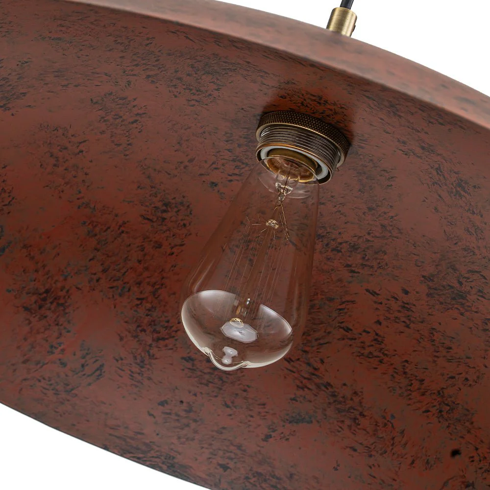 Rustic Brown 1-Light Oversized Flat Dome Pendant Light - Image 14