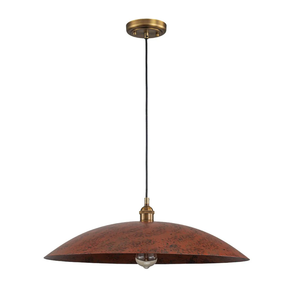 Rustic Brown 1-Light Oversized Flat Dome Pendant Light - Image 4