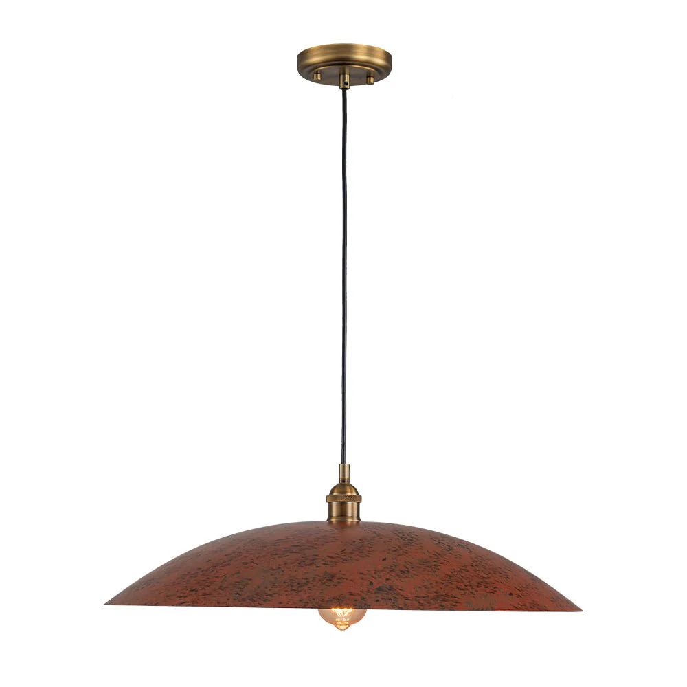 Rustic Brown 1-Light Oversized Flat Dome Pendant Light - Image 5