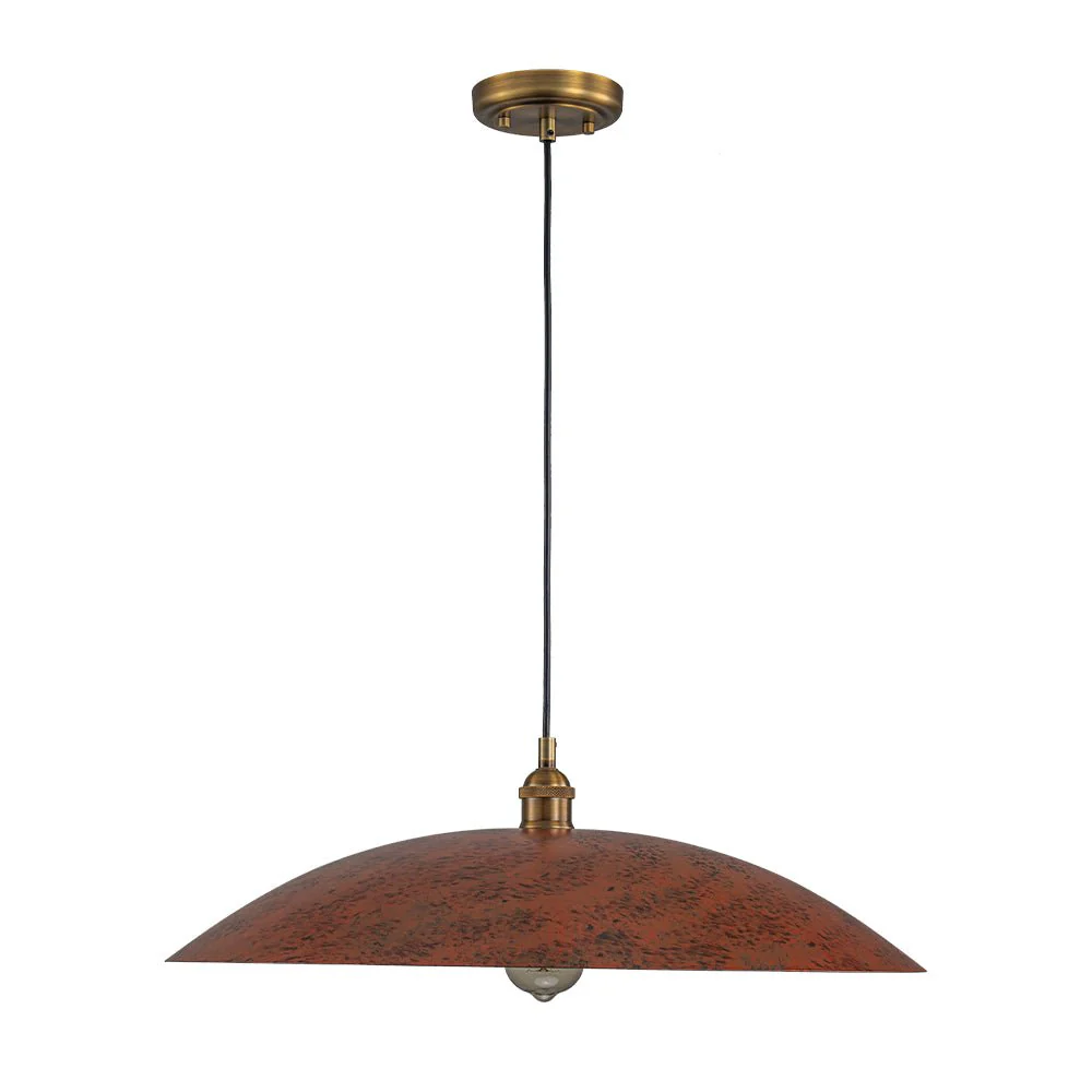 Rustic Brown 1-Light Oversized Flat Dome Pendant Light - Image 6