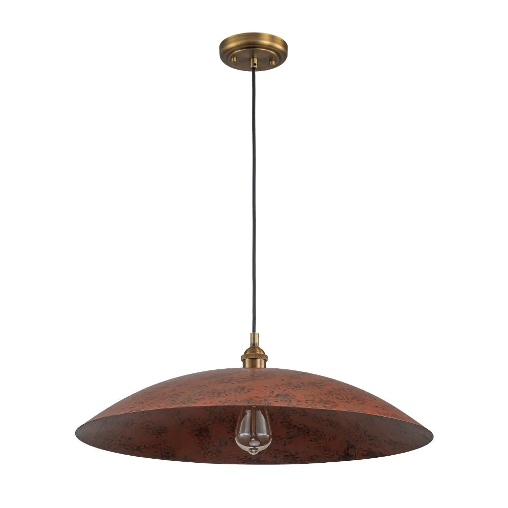 Rustic Brown 1-Light Oversized Flat Dome Pendant Light - Image 8