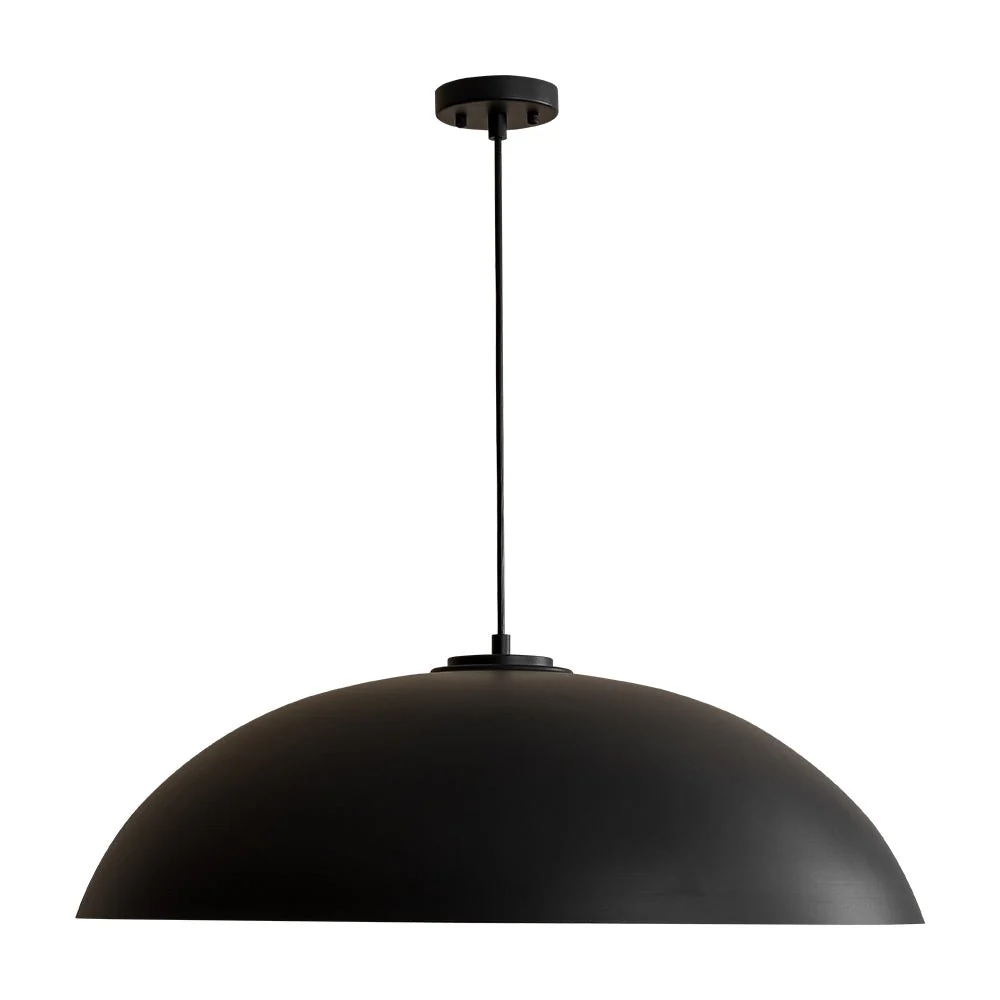 Scandinavian Retro Oversized Black Gold Flat Dome Metal Pendant - Image 6