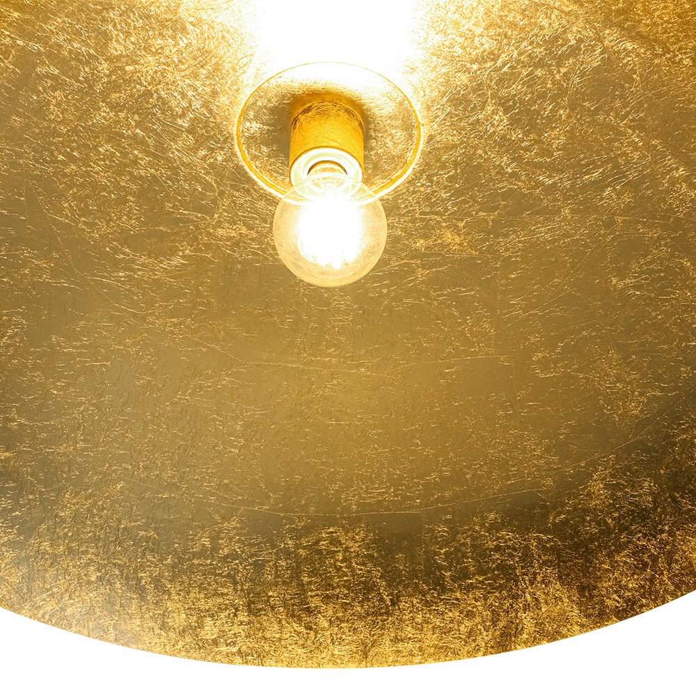 Scandinavian Retro Oversized Black Gold Flat Dome Metal Pendant - Image 9