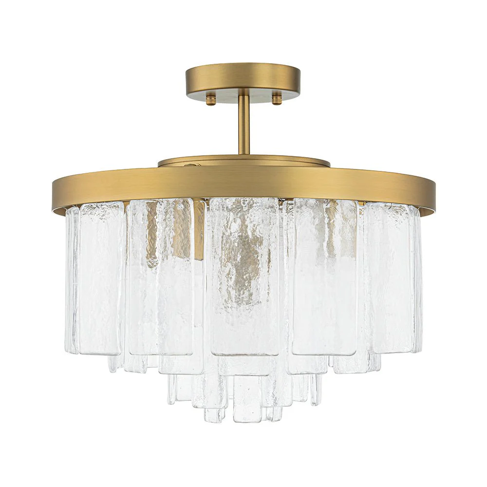 (OpenBox) Tiered Hammered Water Glass Round Semi Flush Mount - Image 11