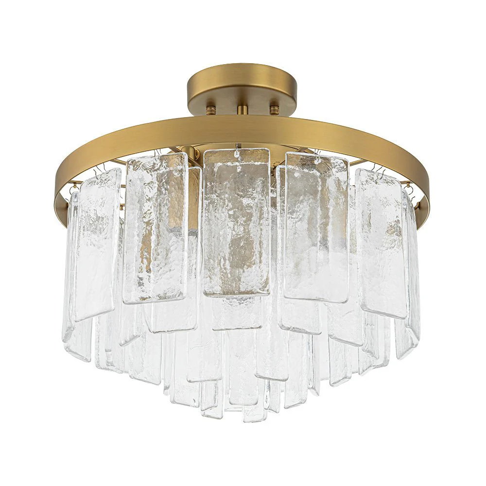 (OpenBox) Tiered Hammered Water Glass Round Semi Flush Mount - Image 13