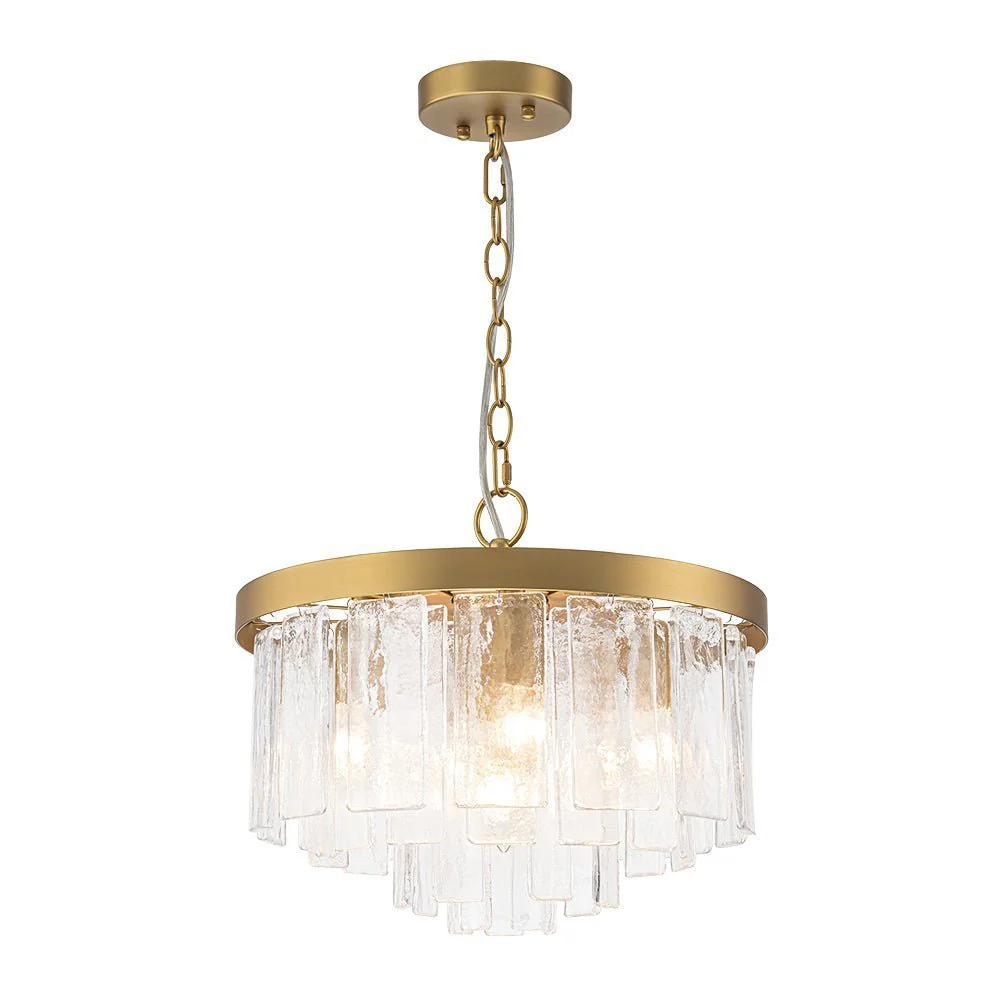 (OpenBox) Tiered Hammered Water Glass Round Semi Flush Mount - Image 15