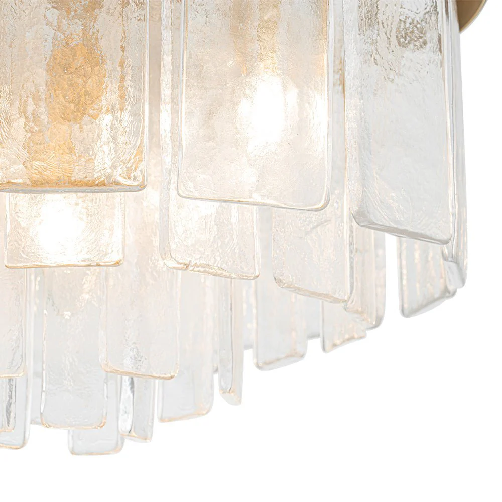 (OpenBox) Tiered Hammered Water Glass Round Semi Flush Mount - Image 18