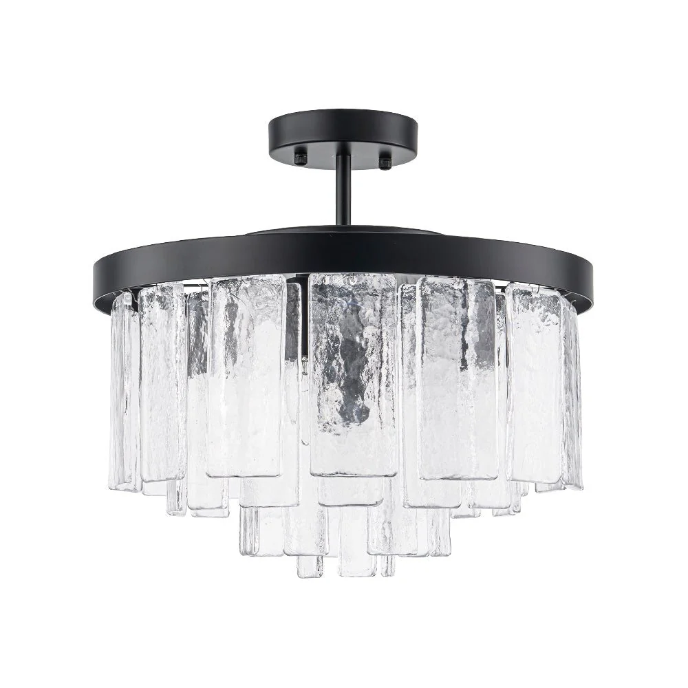 (OpenBox) Tiered Hammered Water Glass Round Semi Flush Mount - Image 23