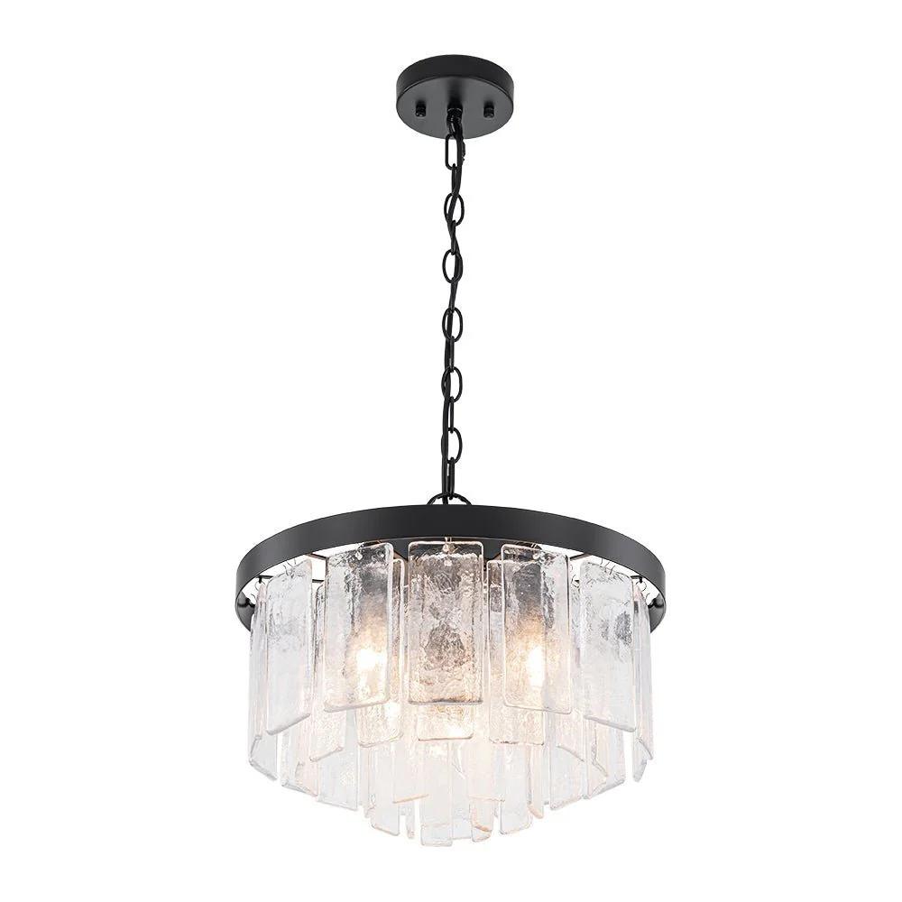 (OpenBox) Tiered Hammered Water Glass Round Semi Flush Mount - Image 28