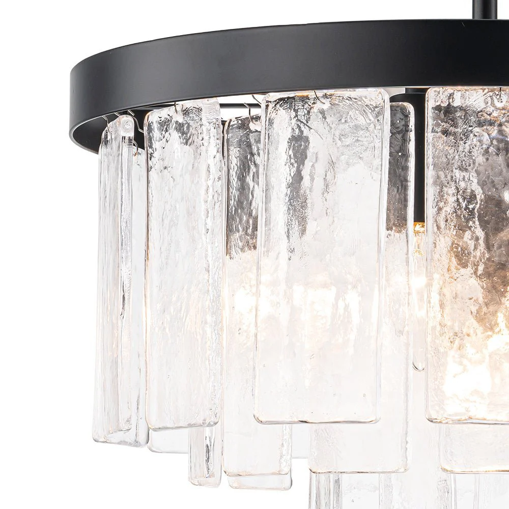 (OpenBox) Tiered Hammered Water Glass Round Semi Flush Mount - Image 32
