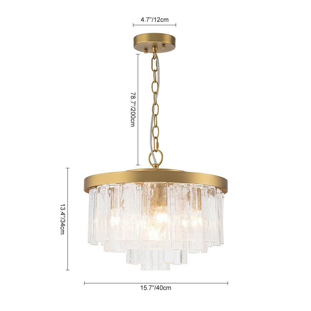 (OpenBox) Tiered Hammered Water Glass Round Semi Flush Mount - Image 33