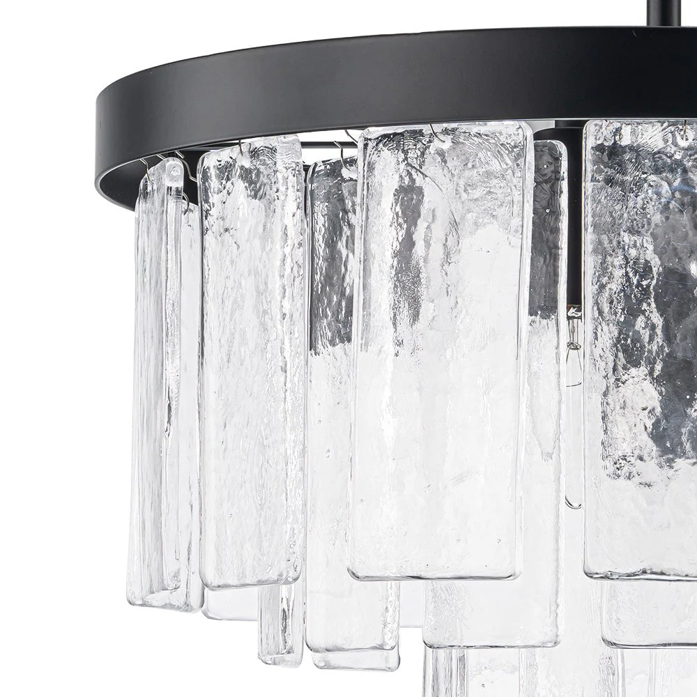(OpenBox) Tiered Hammered Water Glass Round Semi Flush Mount - Image 34