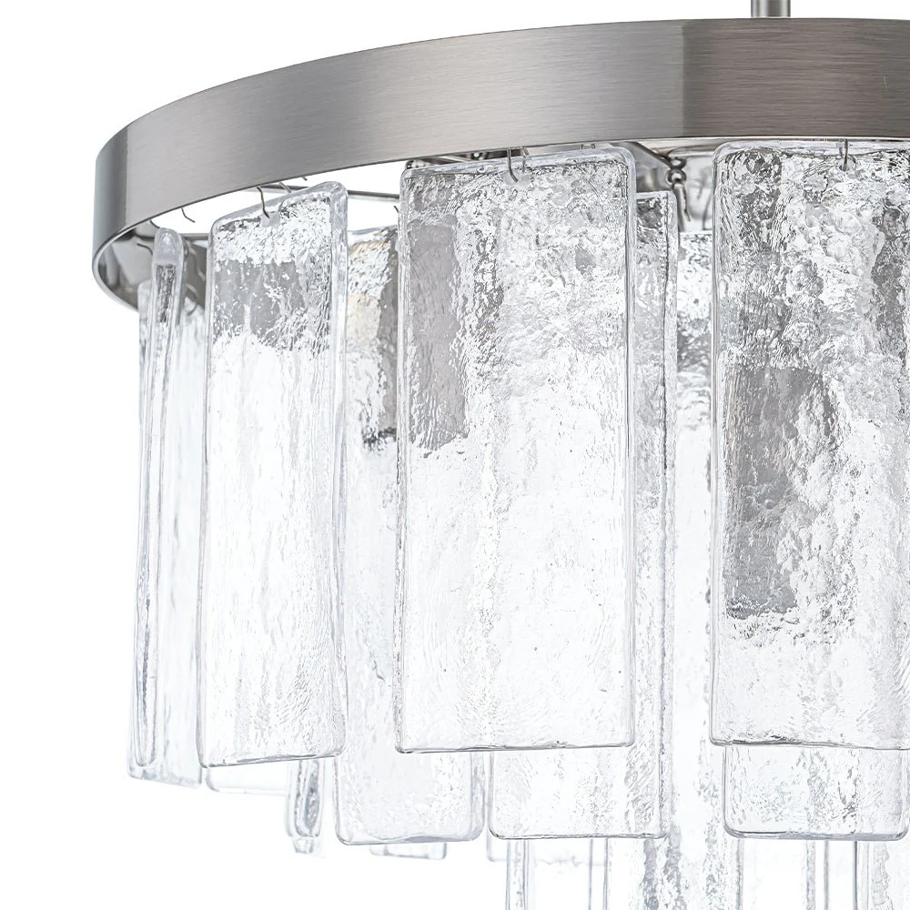 Tiered Hammered Water Glass Round Semi Flush Mount - Image 42