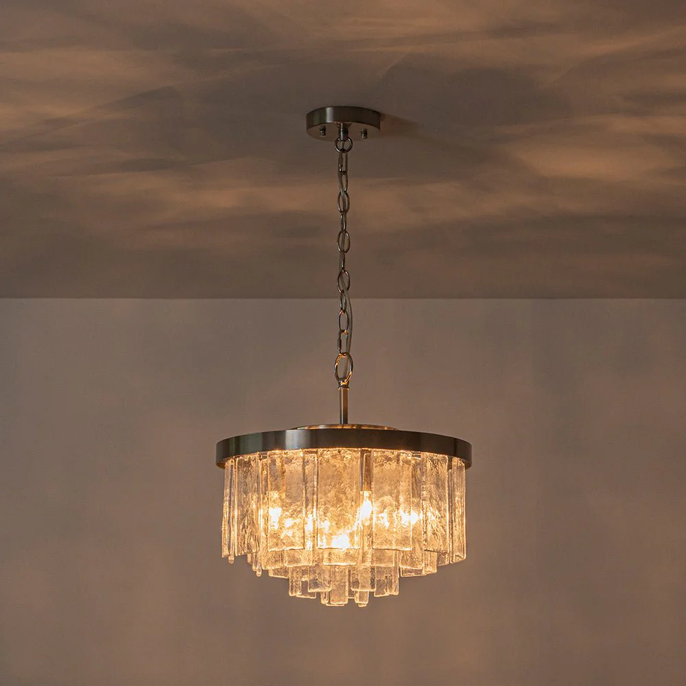 Tiered Hammered Water Glass Round Semi Flush Mount - Image 41