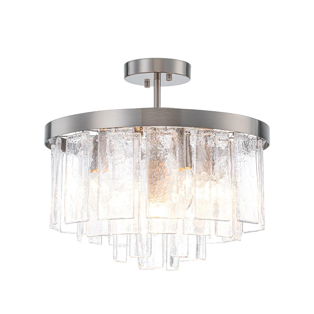 Tiered Hammered Water Glass Round Semi Flush Mount - Image 37