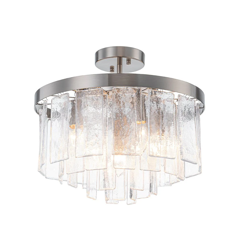 Tiered Hammered Water Glass Round Semi Flush Mount - Image 38