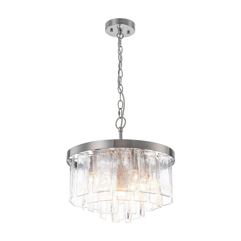 Tiered Hammered Water Glass Round Semi Flush Mount - Image 40