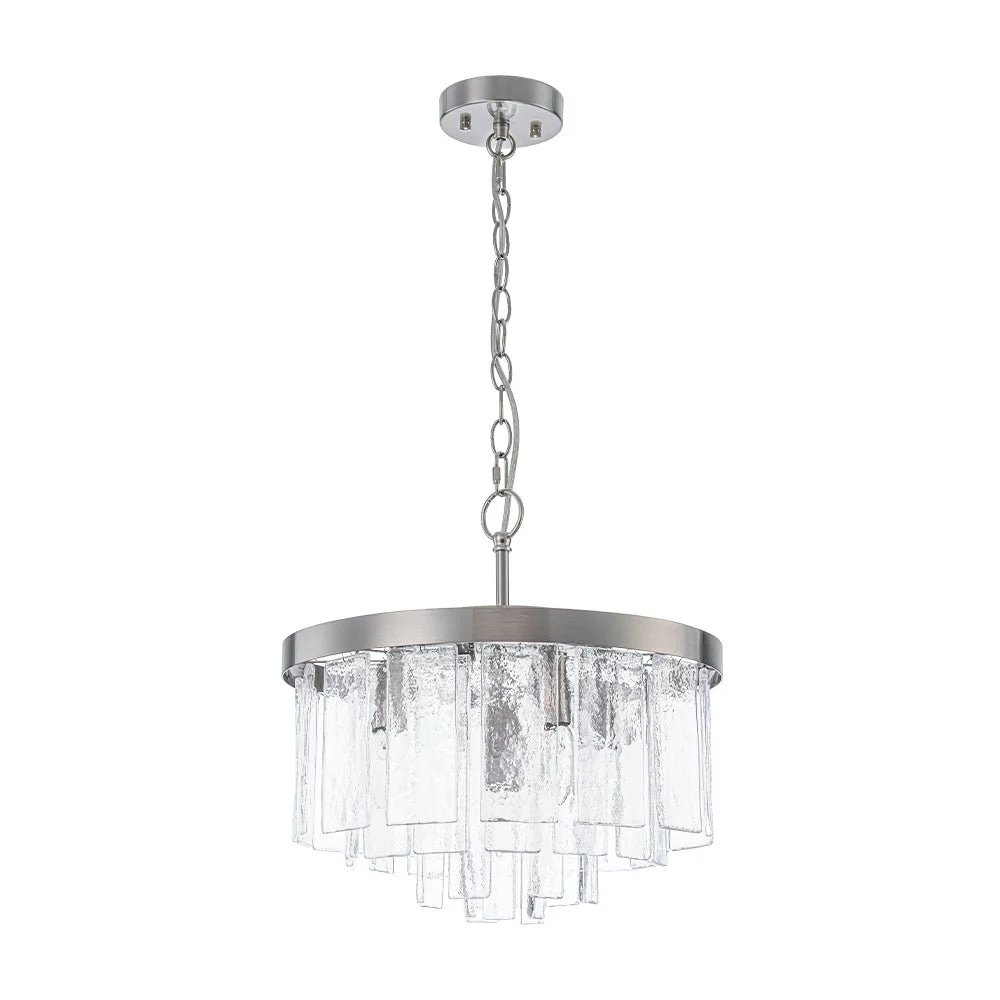 Tiered Hammered Water Glass Round Semi Flush Mount - Image 39