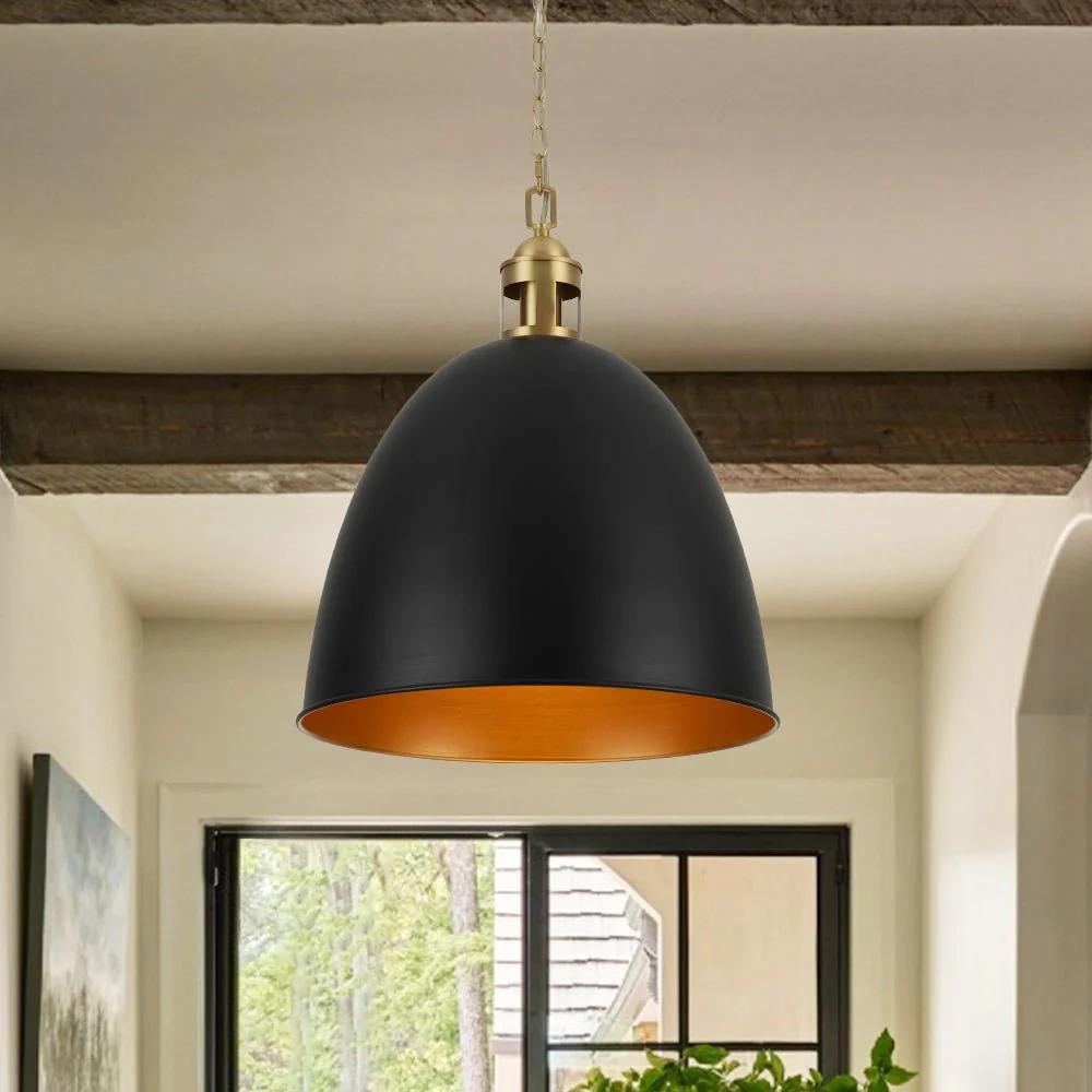 (OpenBox) Vintage Luxe Farmhouse Large Iron Bell Pendant Light - Image 2