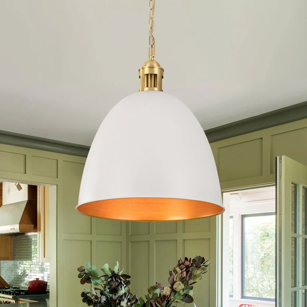 (OpenBox) Vintage Luxe Farmhouse Large Iron Bell Pendant Light - Image 4