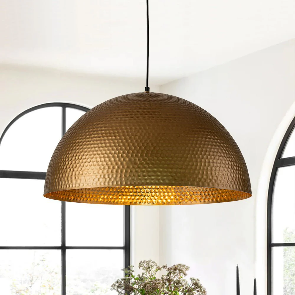 (OpenBox) Vintage Luxe Oversized Hammered Dome Pendant - Image 2