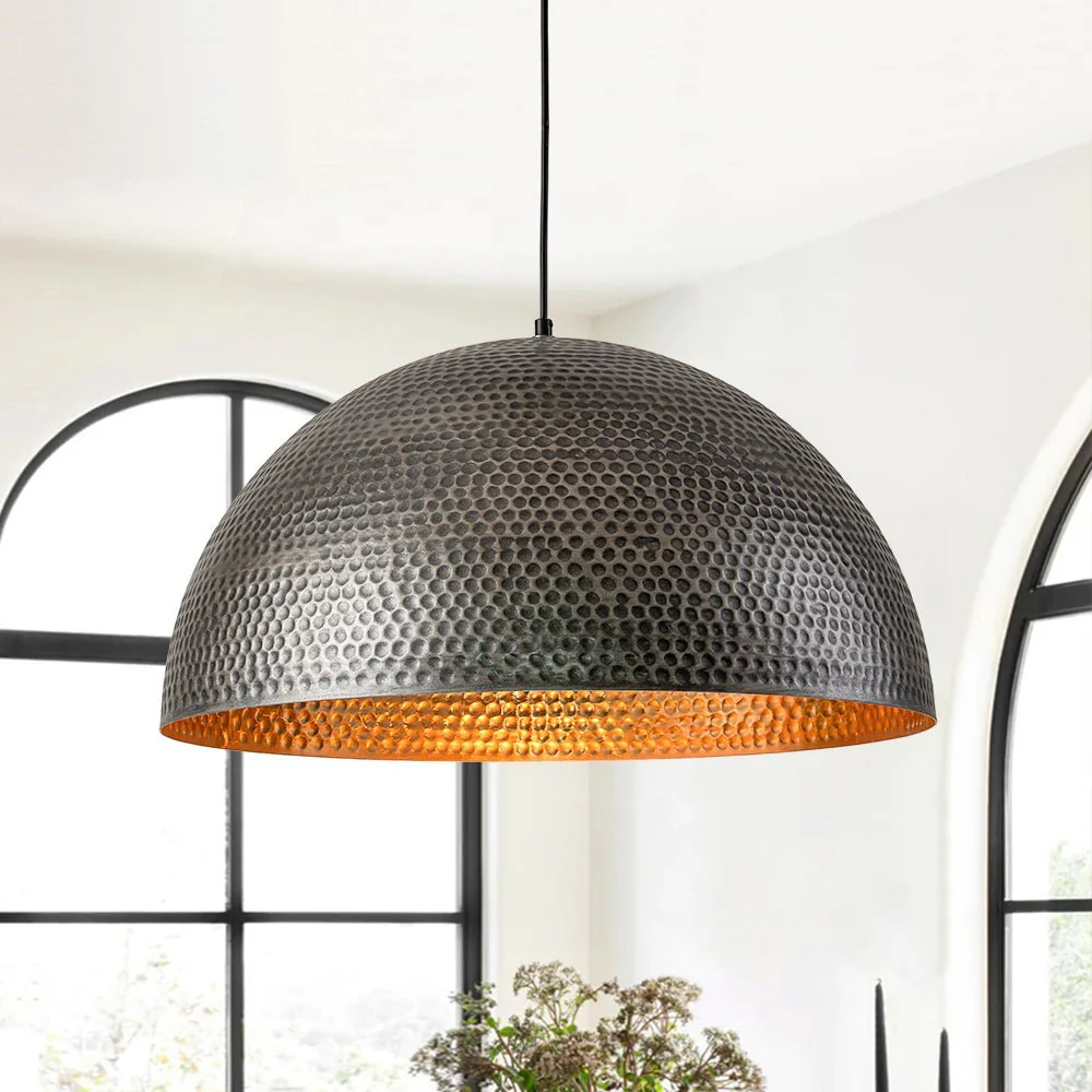 (OpenBox) Vintage Luxe Oversized Hammered Dome Pendant - Image 4