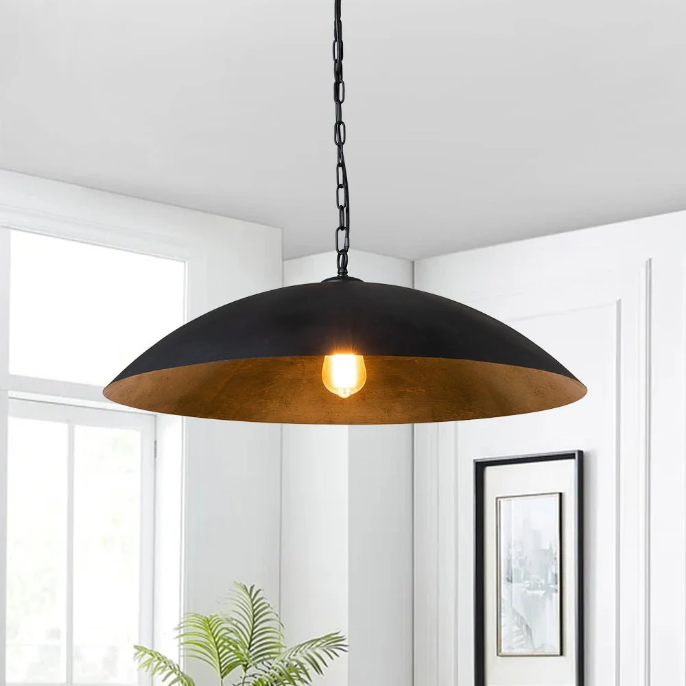 (OpenBox) Vintage Oversized Flat Dome Metal Pendant Light - Image 2