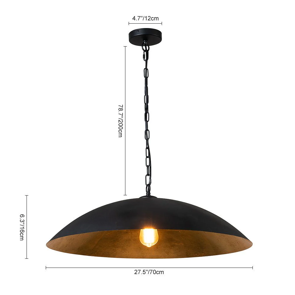 (OpenBox) Vintage Oversized Flat Dome Metal Pendant Light - Image 23