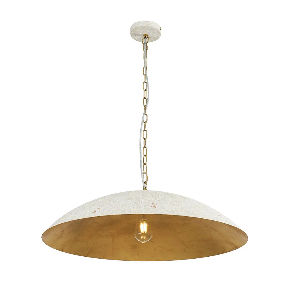 Vintage Oversized Flat Dome Metal Pendant Light - Image 26