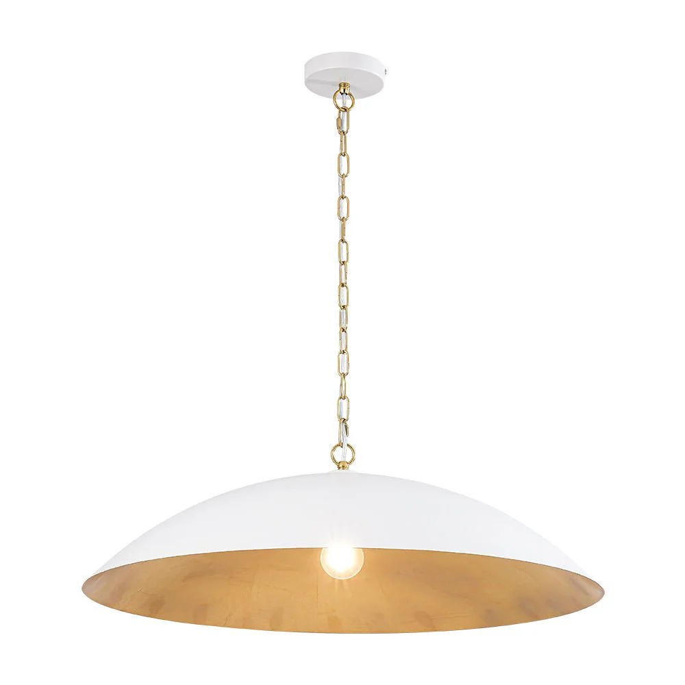 Vintage Oversized Flat Dome Metal Pendant Light - Image 32