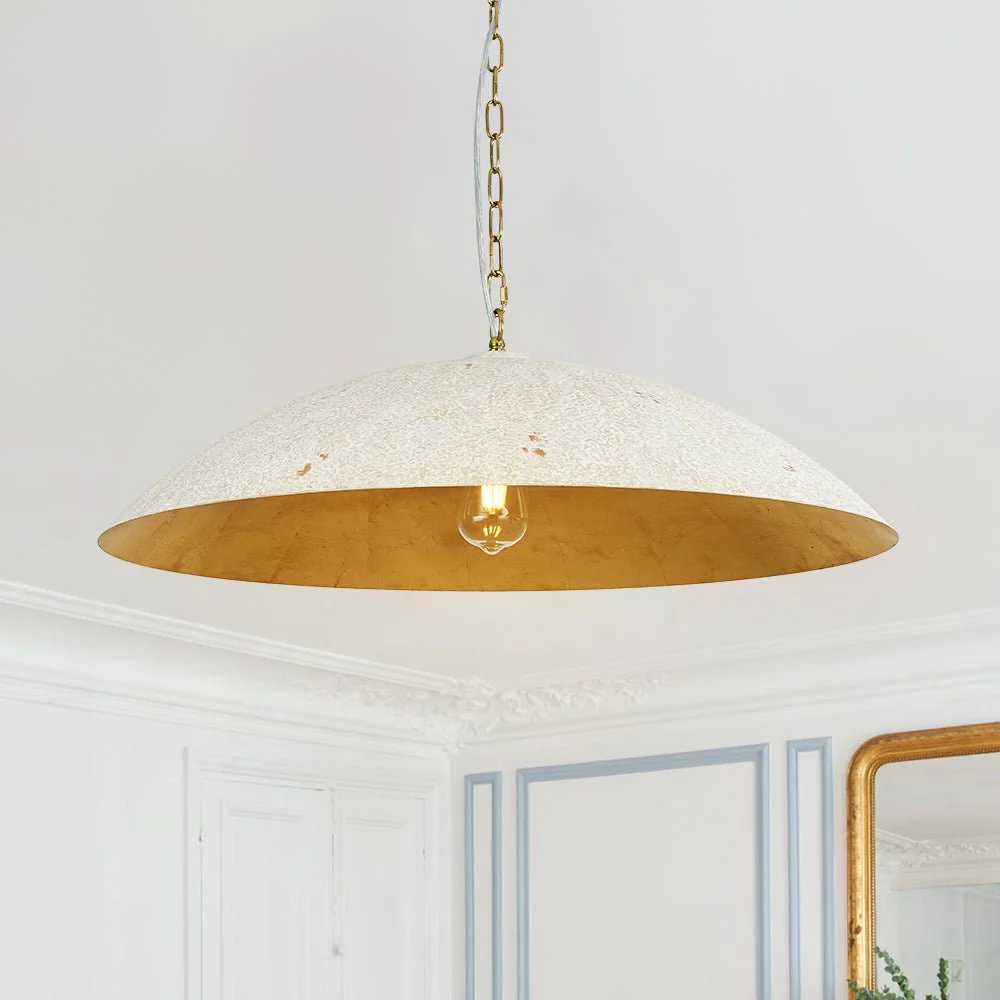 Vintage Oversized Flat Dome Metal Pendant Light - Image 5