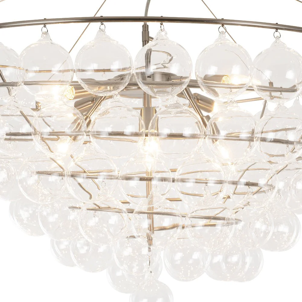 Oversized 8-Light Spiral Tiered Clear Glass Bubble Chandelier - Image 10