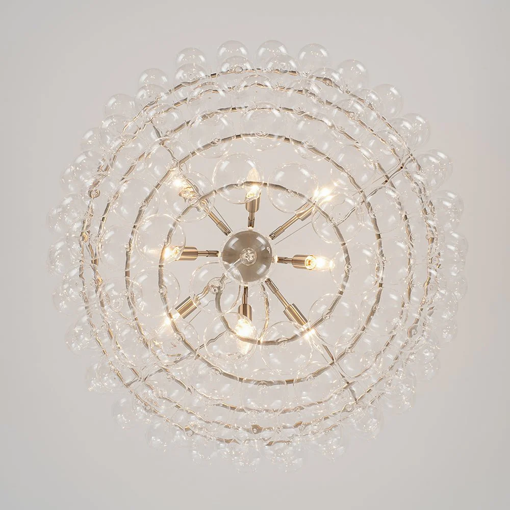 Oversized 8-Light Spiral Tiered Clear Glass Bubble Chandelier - Image 12