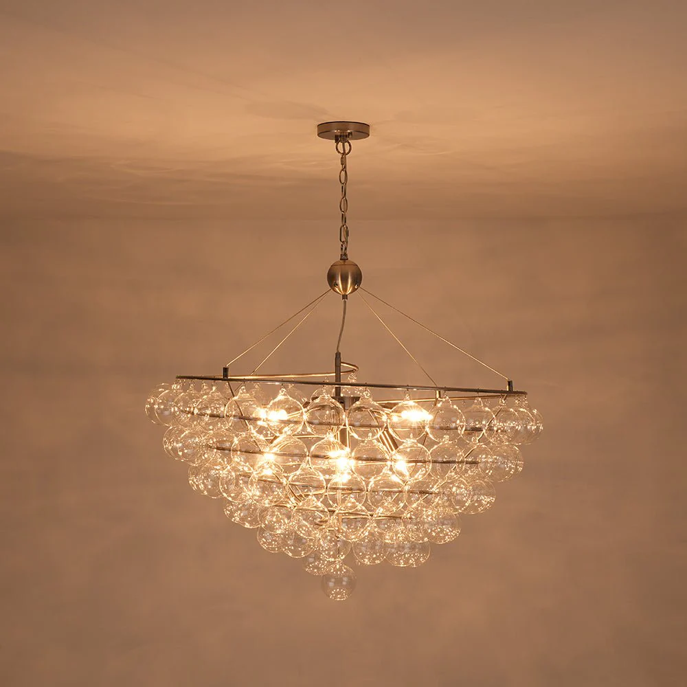 Oversized 8-Light Spiral Tiered Clear Glass Bubble Chandelier - Image 2