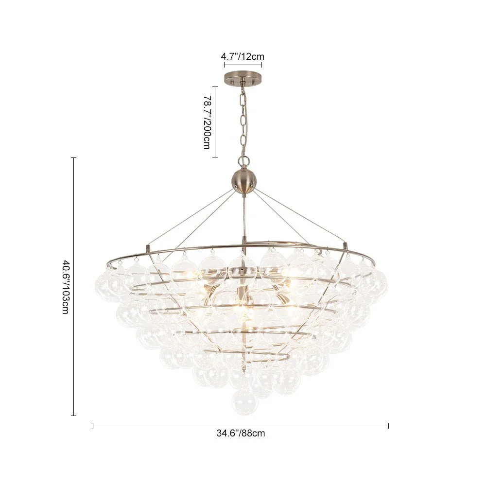 Oversized 8-Light Spiral Tiered Clear Glass Bubble Chandelier - Image 3