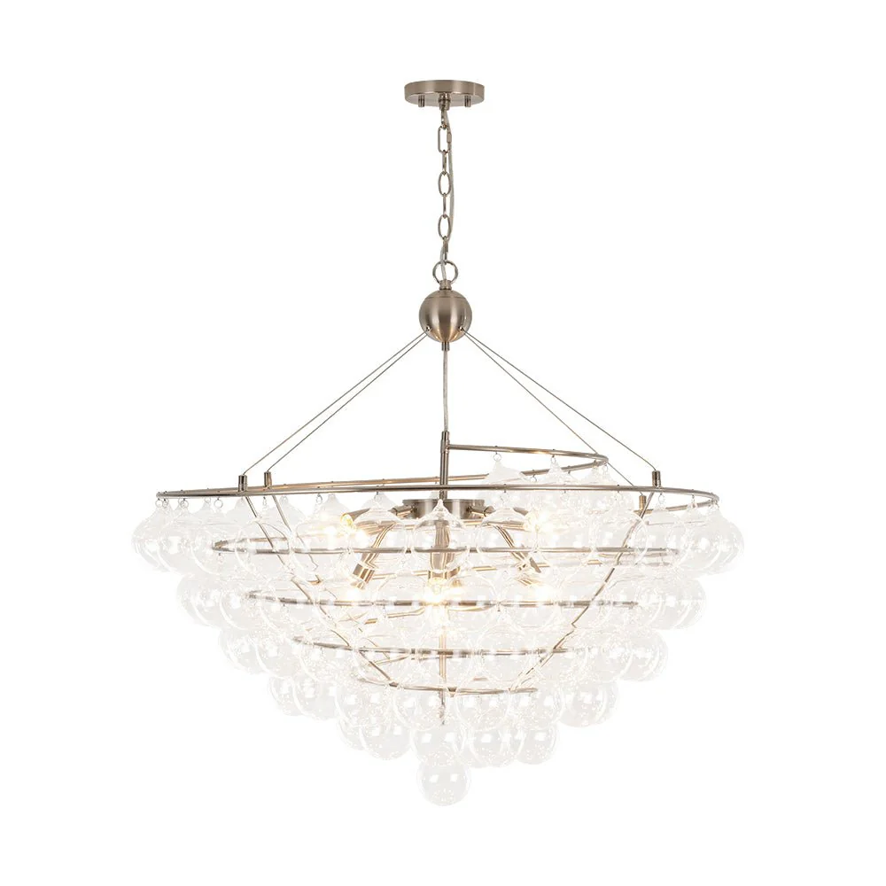 Oversized 8-Light Spiral Tiered Clear Glass Bubble Chandelier - Image 4