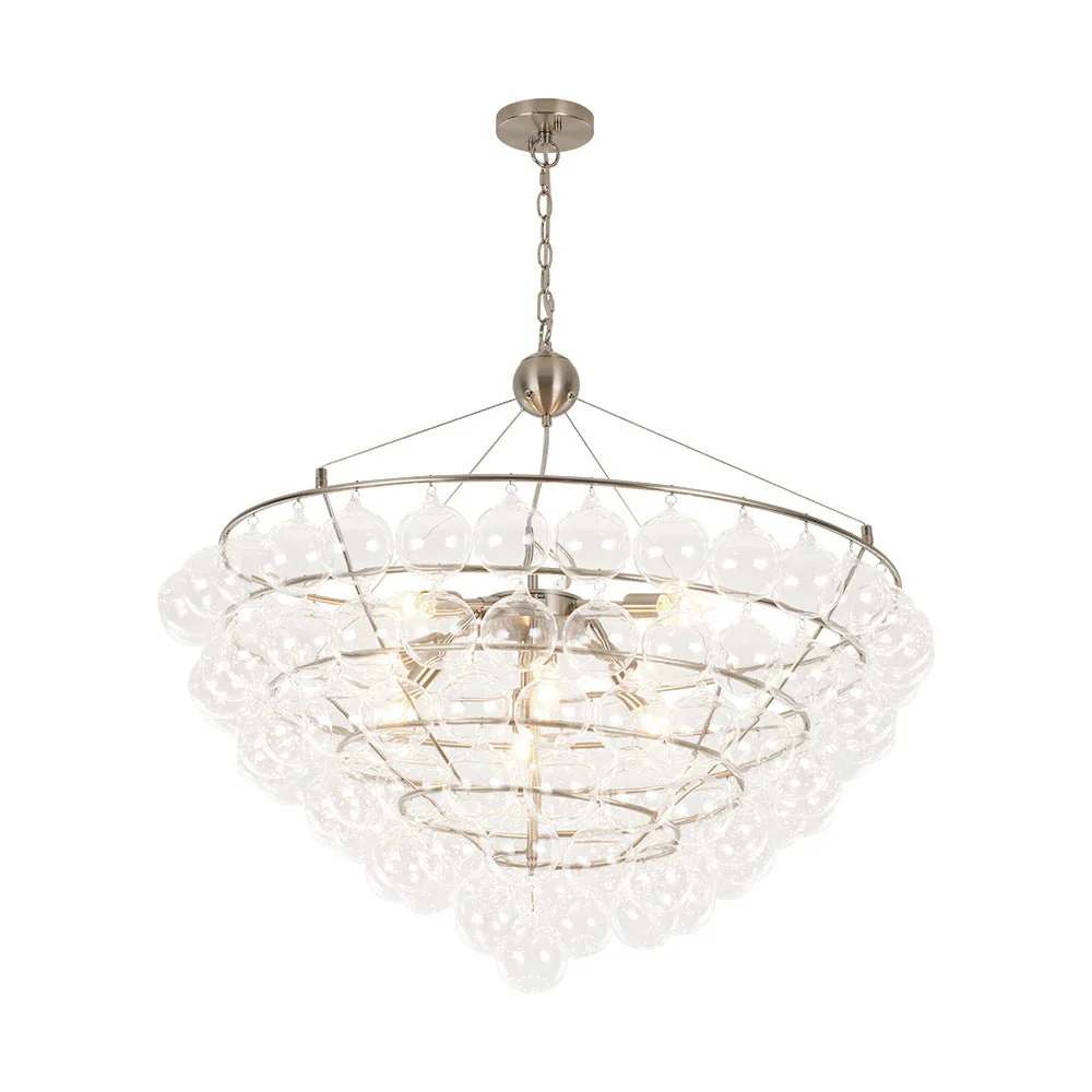 Oversized 8-Light Spiral Tiered Clear Glass Bubble Chandelier - Image 5