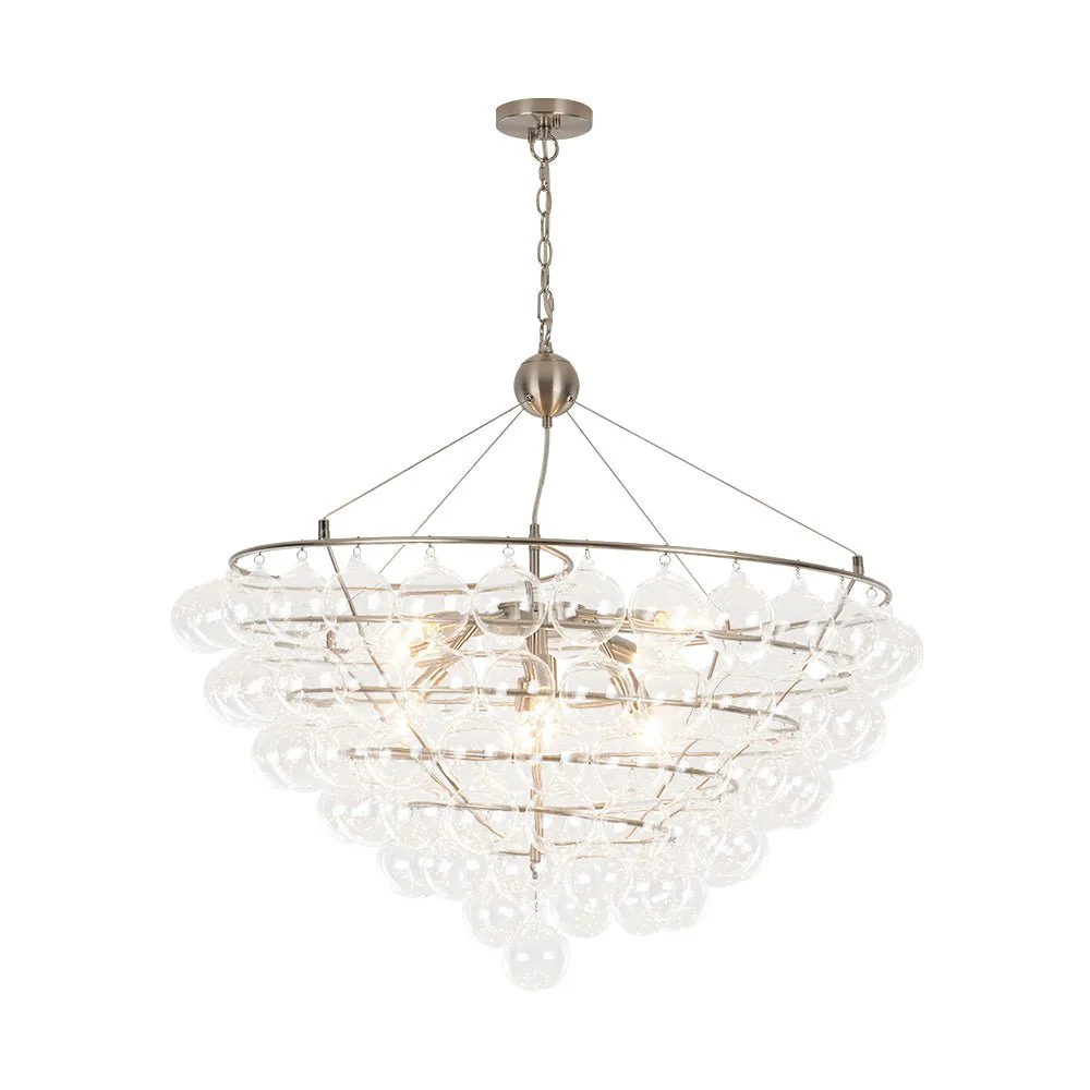 Oversized 8-Light Spiral Tiered Clear Glass Bubble Chandelier - Image 6