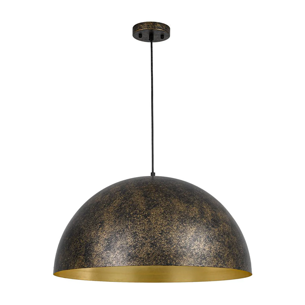 Oversized Antique Dark Rust Iron Dome Pendant Light - Image 10