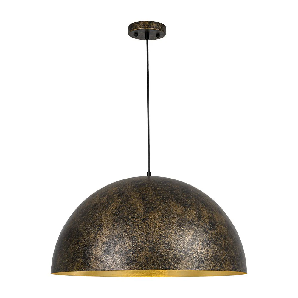 Oversized Antique Dark Rust Iron Dome Pendant Light - Image 11