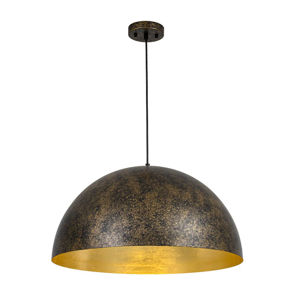Oversized Antique Dark Rust Iron Dome Pendant Light - Image 12