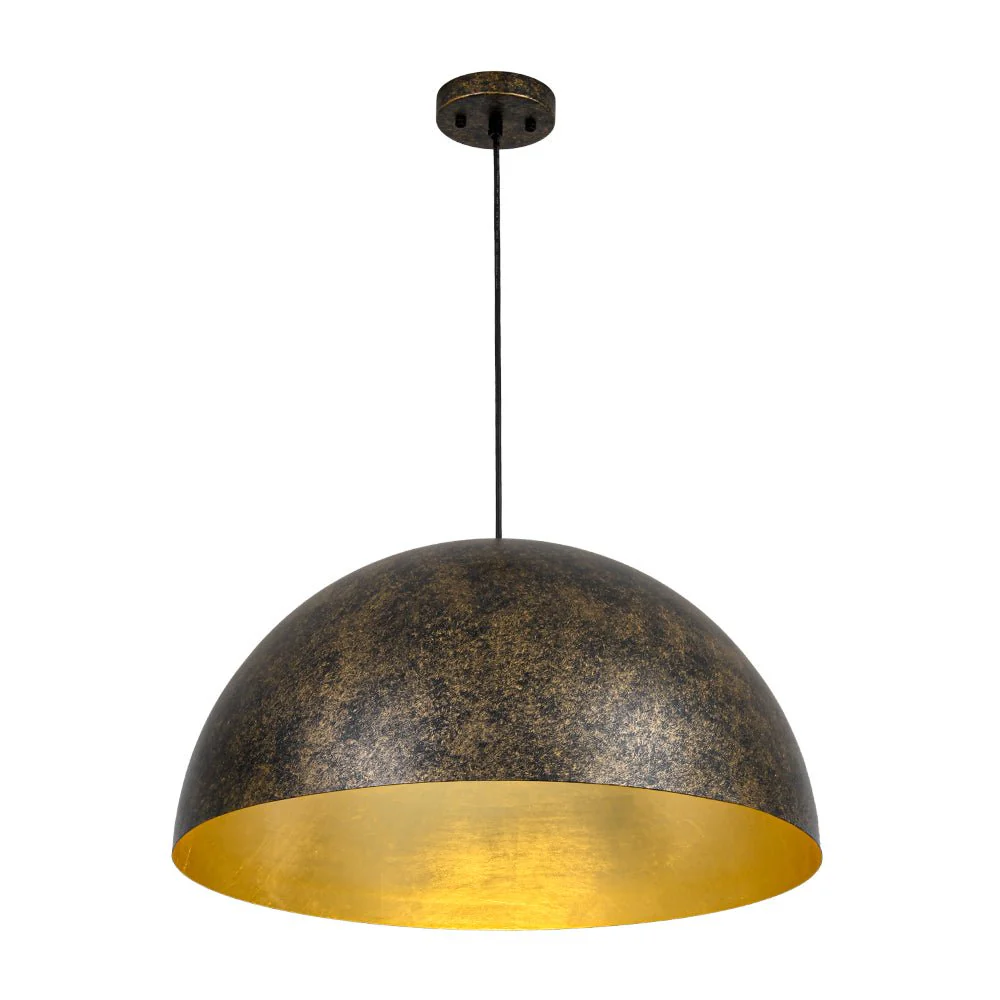 Oversized Antique Dark Rust Iron Dome Pendant Light - Image 13