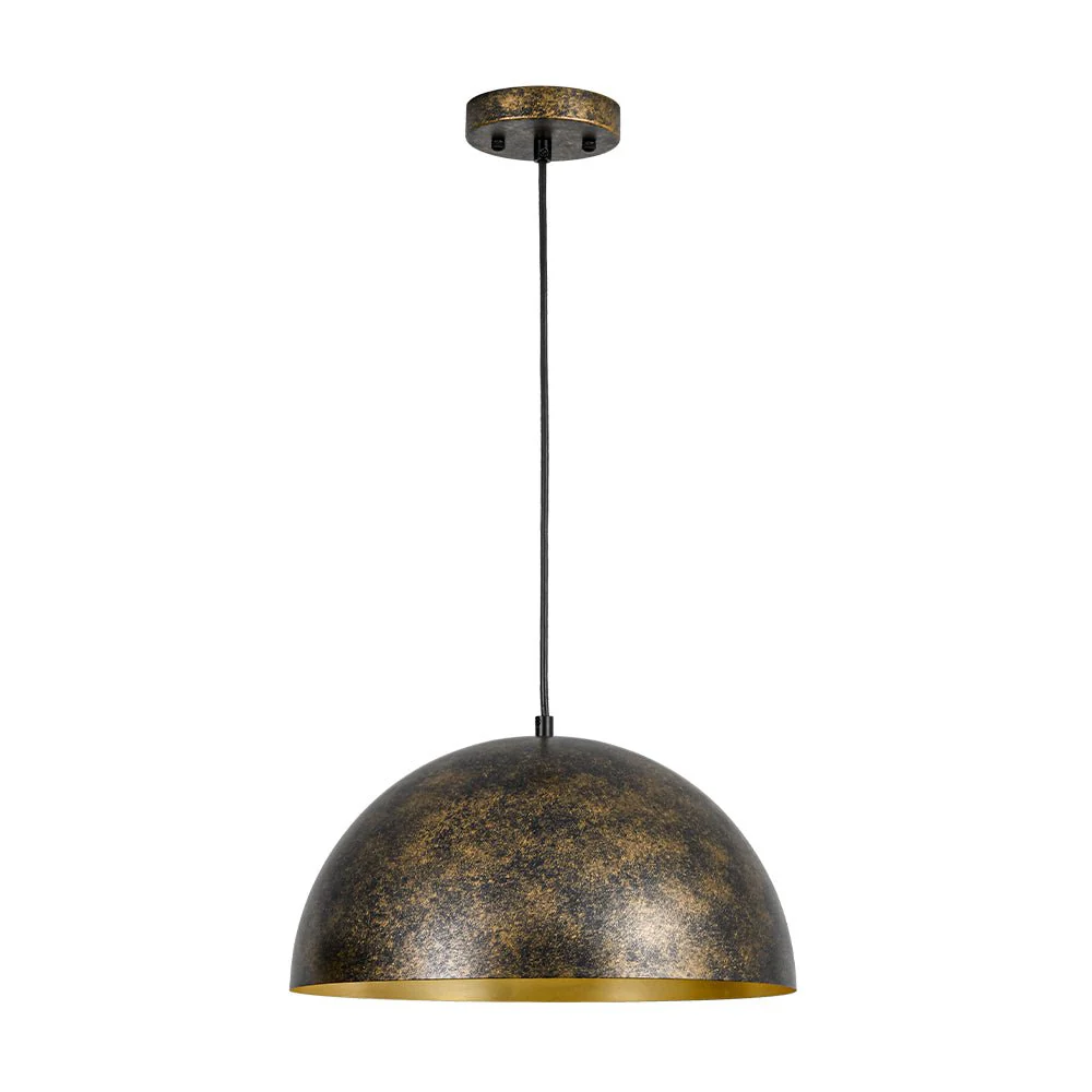 Oversized Antique Dark Rust Iron Dome Pendant Light - Image 16